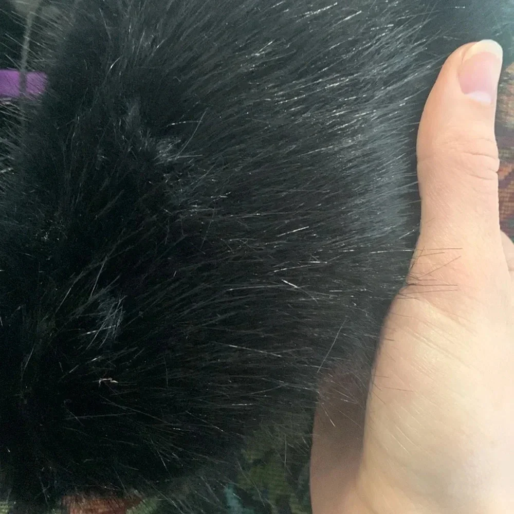 Unreal Fur Floral Jacket with Black Fur Collar - Picture 5 of 10